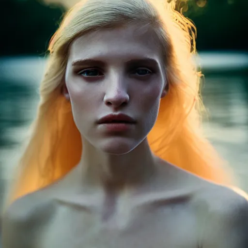 Prompt: photographic portrait of a stunningly beautiful english hermetic order of the golden dawn female in soft dreamy light at sunset, beside the river, soft focus, contemporary fashion shoot, hasselblad nikon, in a denis villeneuve movie, by edward robert hughes, annie leibovitz and steve mccurry, david lazar, jimmy nelsson, hyperrealistic, perfect face