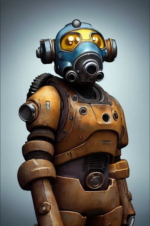 Prompt: fallout 7 6 power armor, hyper realistic, design by mark ryden and pixar and hayao miyazaki, unreal 5, daz, hyperrealistic, octane render, cosplay, rpg portrait, dynamic lighting, intricate, that looks like it is from borderlands and by feng zhu and loish and laurie greasley, victo ngai, andreas rocha, john harris