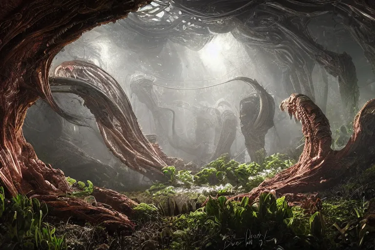 Prompt: the most amazing dream you ever had about alien botany, hyper realistic, ambient lighting, concept art, intricate, hyper detailed, smooth, dynamic volumetric lighting, octane, cinematic