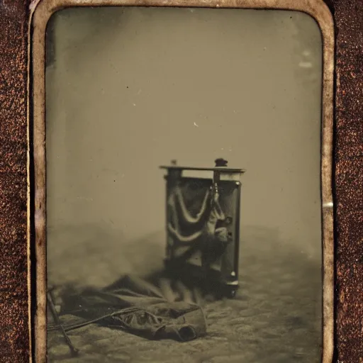 Image similar to tintype photo of a monster under the bed