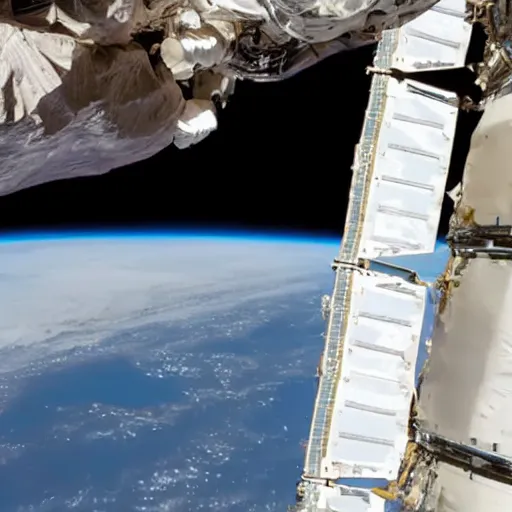 Image similar to view from the international space station window as a large asteroid strikes the surface of the earth.