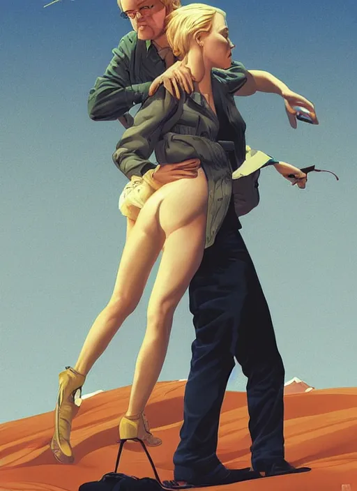 Image similar to poster artwork by Michael Whelan and Tomer Hanuka, Karol Bak of Naomi Watts & Philip Seymour Hoffman falling in love, from scene from Twin Peaks, clean, simple illustration, nostalgic, domestic, full of details