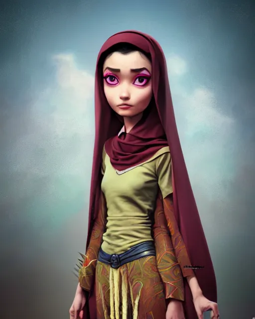 Prompt: an epic fantasy comic book style full body portrait painting of modern saudi woman , elegant, character design by Mark Ryden and Pixar and Hayao Miyazaki, unreal 5, DAZ, hyperrealistic, octane render, cosplay, RPG portrait, dynamic lighting, intricate detail, summer vibrancy, cinematic
