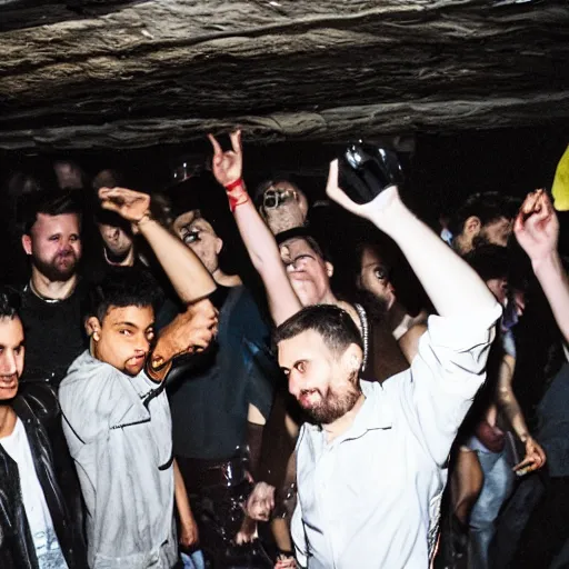 Image similar to photos of a wild underground party taken by merlin bronques