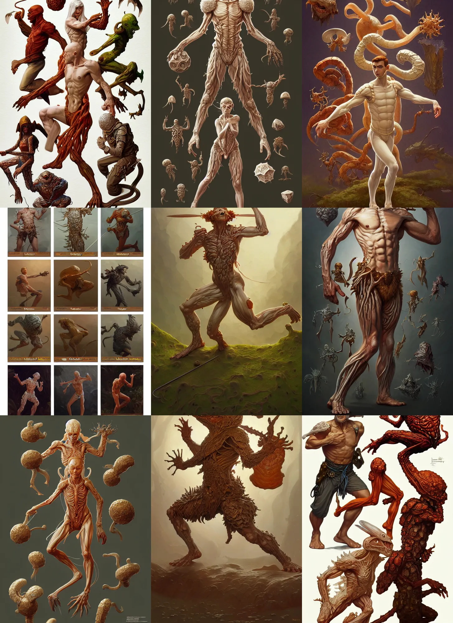 Prompt: full - body d & d mtg fungus anatomy on white background, action pose, intricate, highly detailed, digital painting, artstation, concept art, smooth, sharp focus, illustration, art by norman rockwell emiliano ponzi andrey remnev yoann lossel aaron jasinski, 8 k