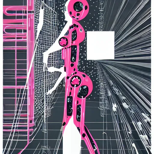 Image similar to ayatori cyberpunk, string figure, robot, lovers, vogue illustration by stina persson