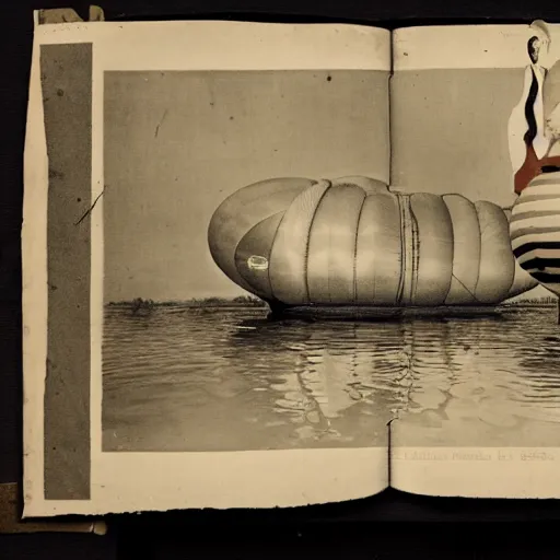 Prompt: ballon - poisson, a navigable balloon designed by aeronaut ferdinand lagleize