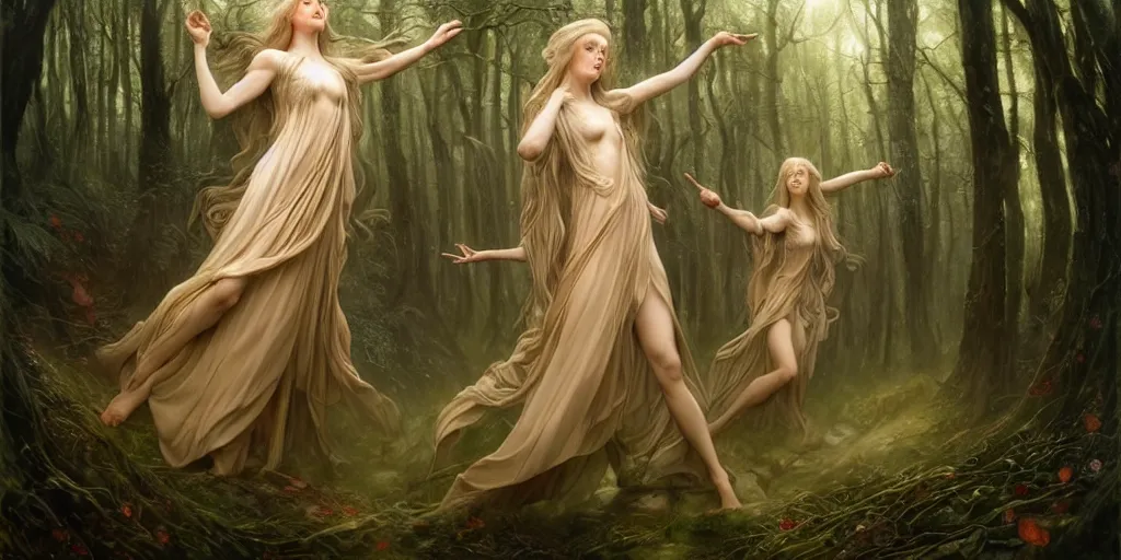 masterpiece ephemeral elven spirits dancing in the