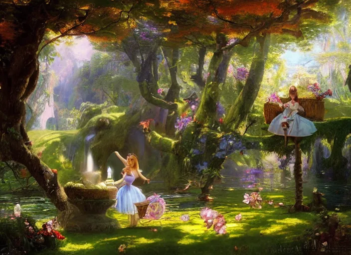 a beautiful matte painting of a alice garden in the, Stable Diffusion