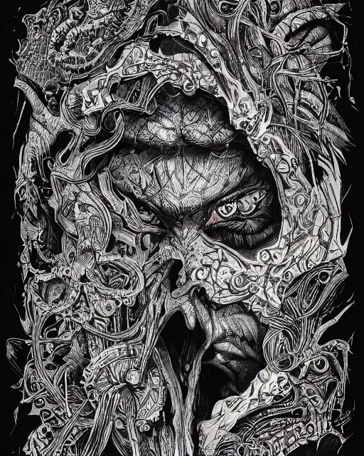 Prompt: scholar of madness, black ink on paper, trending on artstation, beautiful, intricate, detailed