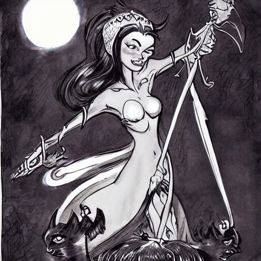 Image similar to an illustration cover of a dark queen by marc davis