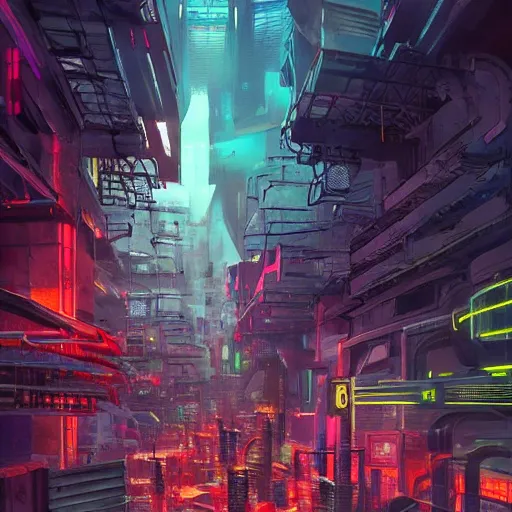 Prompt: a futuristic post - apocalyptic subway city of oriental type with neon lights artstation, illustration