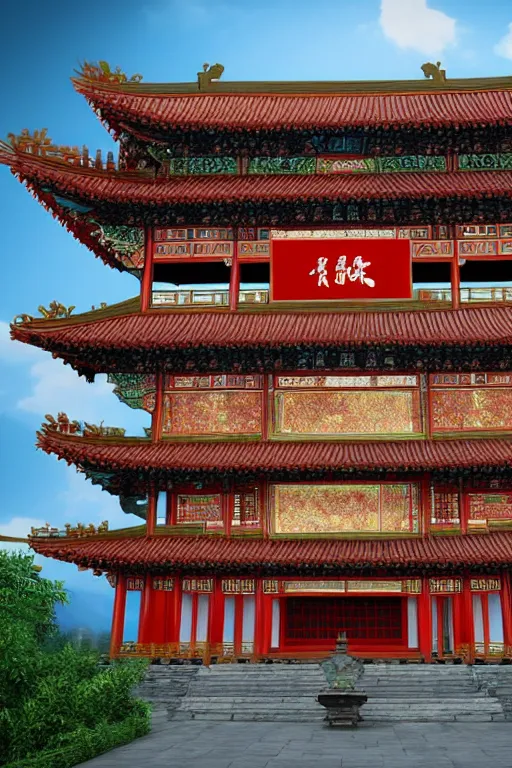 Prompt: Resplendent Chinese style palace, cg big scene, virtual engine, octane rendering