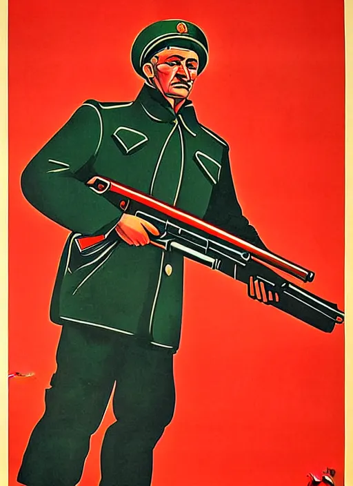 Image similar to soviet propaganda poster of a mosin - nagant, socialist realism. by alexander zelensky, viktor deni, havrylo pustoviyt