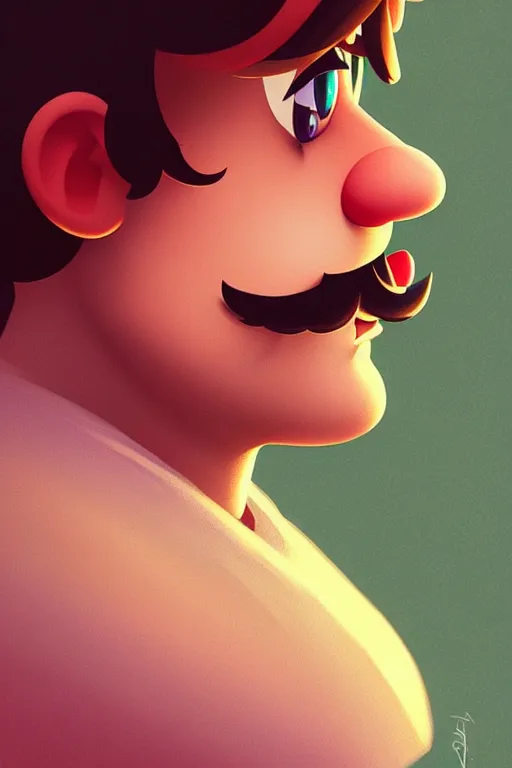 Prompt: a portrait of mario from mario bros., fantasy, sharp focus, intricate, elegant, digital painting, artstation, matte, highly detailed, concept art, illustration, ambient lighting, art by ilya kuvshinov, artgerm, alphonse mucha, and greg rutkowski