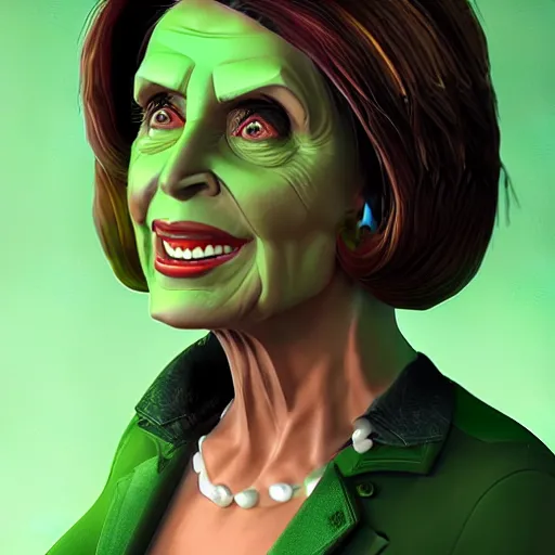 Image similar to Nancy Pelosi as She-Hulk, 4k, digital art, artstation, cgsociety, hyper-detailed, award-winning, trending,