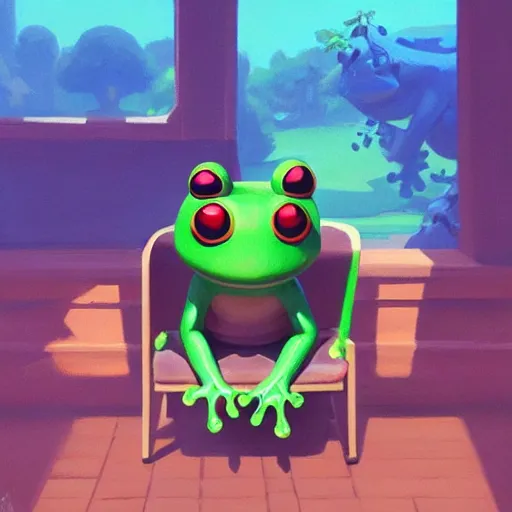 chair that is a frog, animal crossing, official fanart, Stable Diffusion