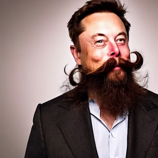 elon musk with long mustache and epic beard, 5 0 mm, | Stable Diffusion ...