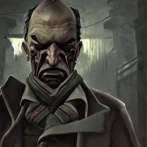 Image similar to old angry man, dishonored style