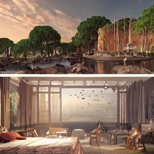 Image similar to realistic renderings of fantastic dreamworlds