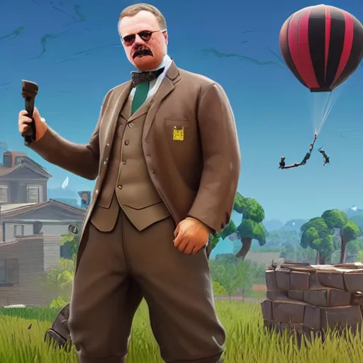 Prompt: teddy Roosevelt as a fortnite character