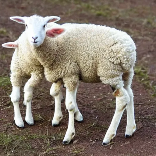 Image similar to lamb and goat fused as one, scientific photo