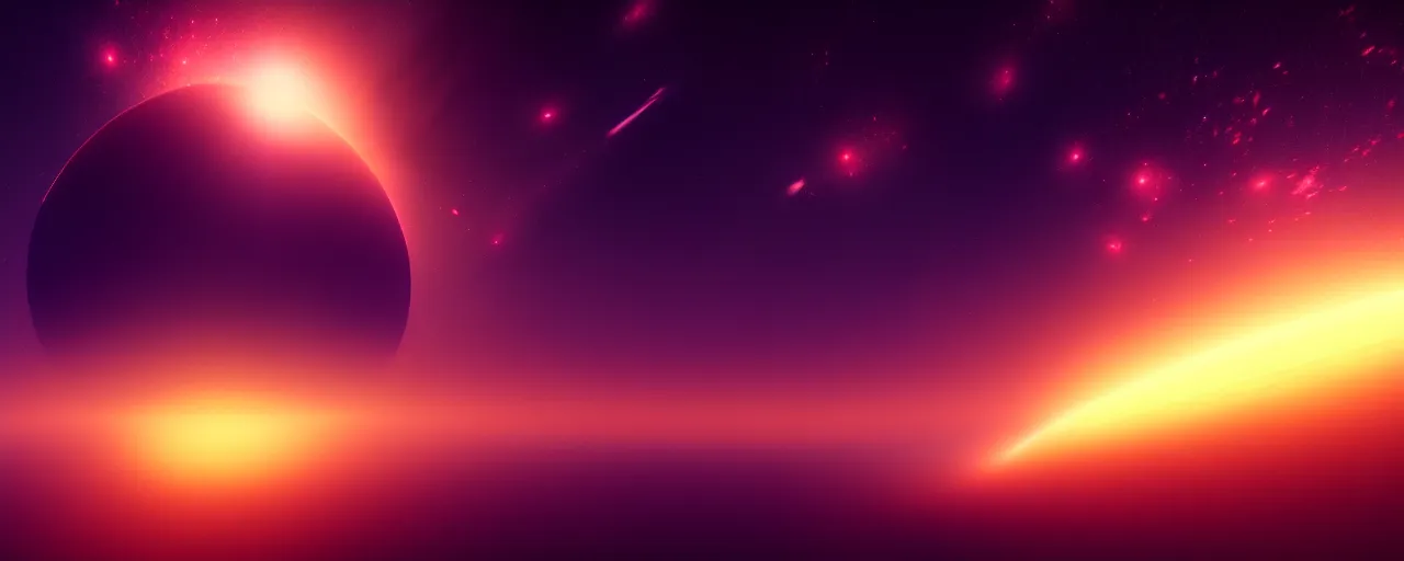 Image similar to minimalist cinematic scifi render of space, nebula, homeworld skies, volumetric lighting, 4 k, 8 k, hd