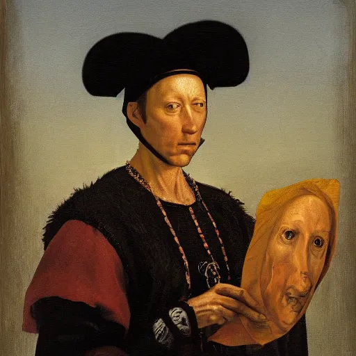 Prompt: renaissance oil portrait of an osteer android