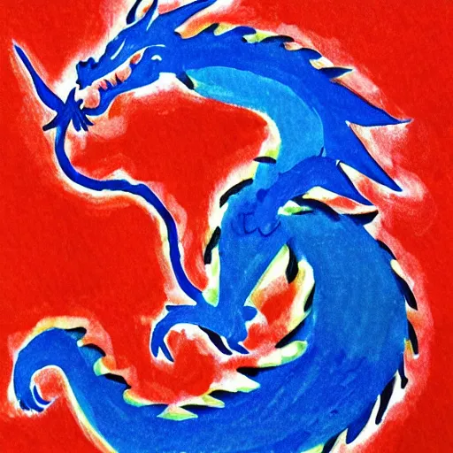 Prompt: Simple strokes of dragon drawn by a 6-year-old child