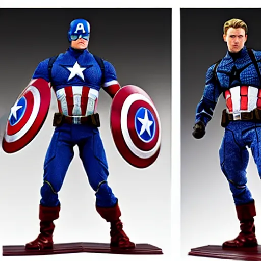 Prompt: a wax statue of captain america, action figure, detailed, smooth,