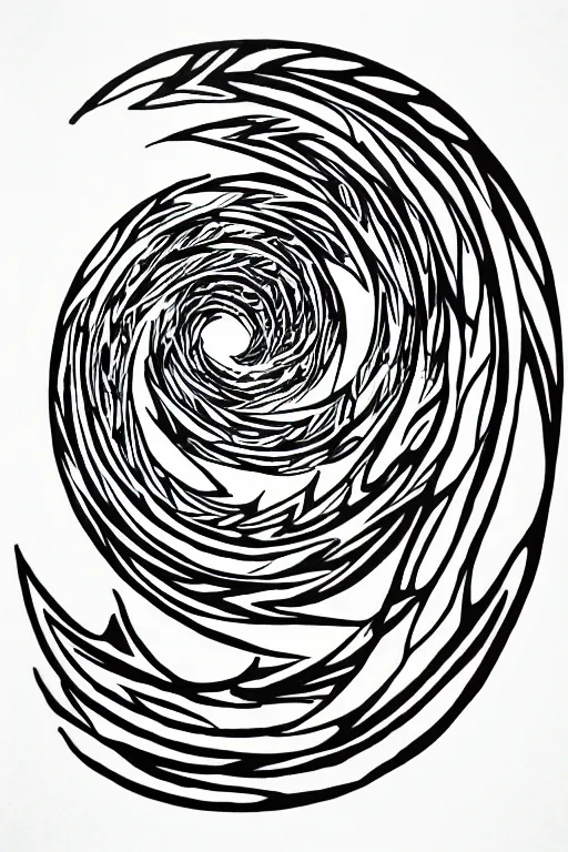 Image similar to a simple tattoo design of flying birds in a 8 shape spiral, black ink, logo