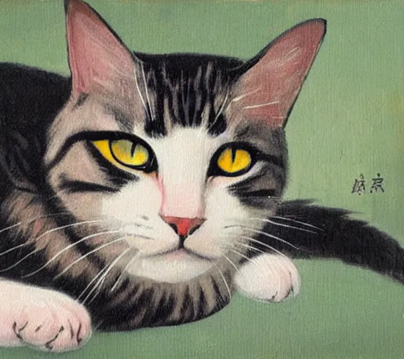 Prompt: painting of a cat by li zhaodao
