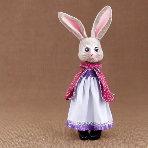 Prompt: beautiful fit female anthropomorphic rabbit with symetric face wearing dress, full body, 5 5 mm