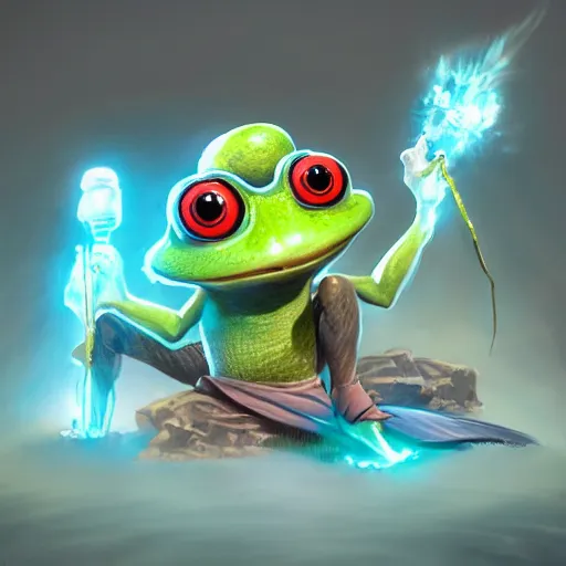 Image similar to crazy frog loving wizard constantly summoning frogs at inconvenient locations , made by Stanley Artgerm Lau, WLOP, Rossdraws, ArtStation, CGSociety, concept art, cgsociety, octane render, trending on artstation, artstationHD, artstationHQ, unreal engine, 4k, 8k,