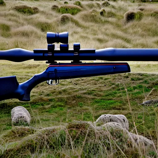 Image similar to texel sheep shooting sniper rifle, photo, detailed, 4 k