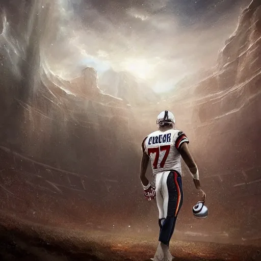 Image similar to Case Keenum, artstation hall of fame gallery, editors choice, #1 digital painting of all time, most beautiful image ever created, emotionally evocative, greatest art ever made, lifetime achievement magnum opus masterpiece, the most amazing breathtaking image with the deepest message ever painted, a thing of beauty beyond imagination or words, 4k, highly detailed, cinematic lighting