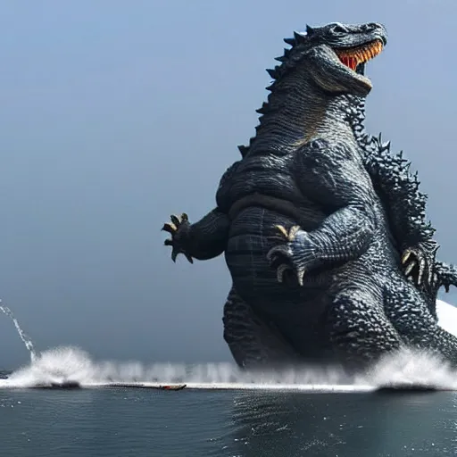 Image similar to godzilla attacking fukushima daiichi unit 4