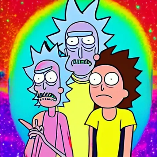 Prompt: Rick and Morty by Lisa Frank