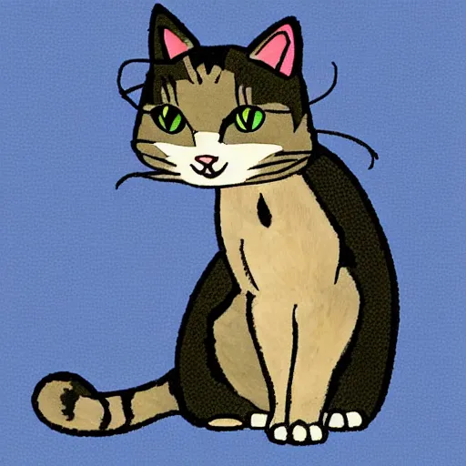 Image similar to a cat in the style of rick and mory