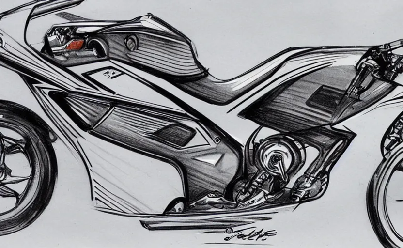 Image similar to 1 9 8 0 s yamaha sport motorcycle concept, sketch, art,