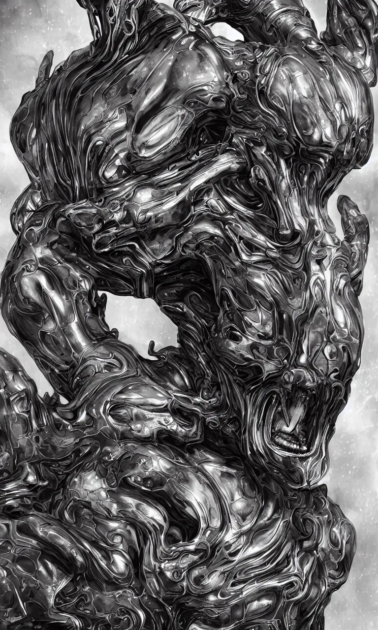 Image similar to engineer prometheus face by Artgerm, xenomorph alien, highly detailed, symmetrical long head, smooth marble surfaces, detailed ink illustration, raiden metal gear, cinematic smooth stone, deep aesthetic, concept art, post process, 4k, carved marble texture and silk cloth, latex skin, highly ornate intricate details, prometheus, evil, moody lighting, hr geiger, hayao miyazaki, indsutrial Steampunk