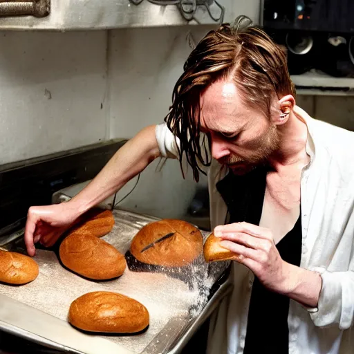 Image similar to thom yorke baking bread