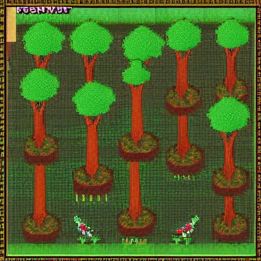 Prompt: detailed pixel art of a fantasy forest