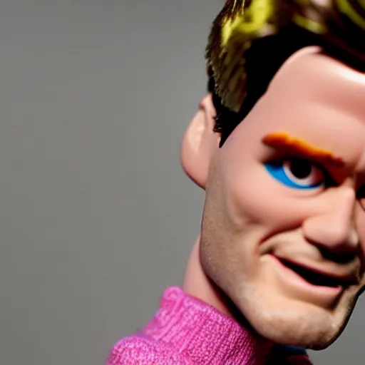 Prompt: jim carrey as a barbie doll, photography, toy,