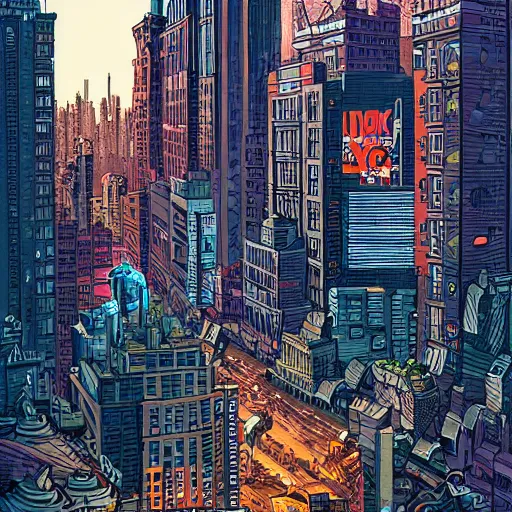 Image similar to abandoned new york city after nucler war, by dan mumford and sandra chevrier, 4 k