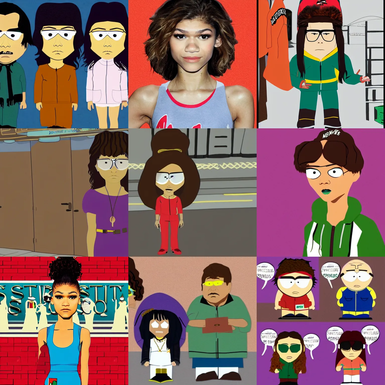 Prompt: zendaya in the style of south park