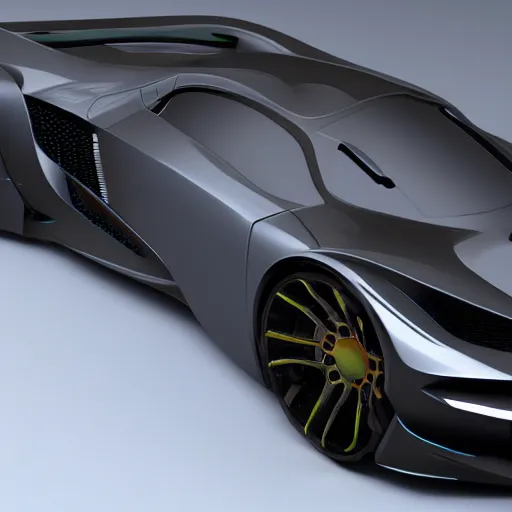 Image similar to render of futuristic supercar, realistic, clean, detailed, raytracing