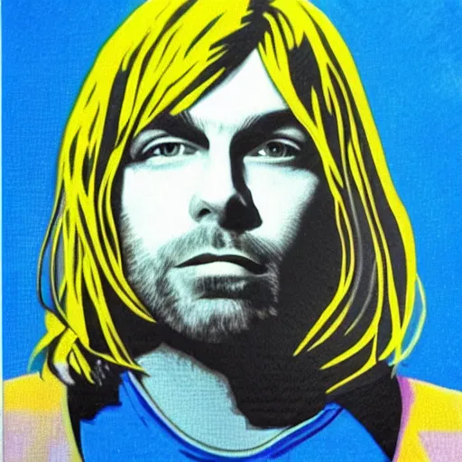 Image similar to kurt cobain op art,