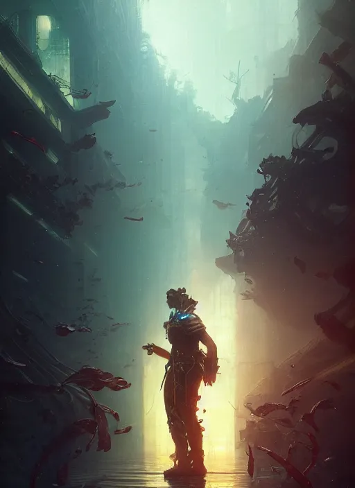 Prompt: contra, parlacia photorealistic movie still by michael komarck, greg rutkowski, victo ngai, artgerm, willem claesz heda and j. dickenson