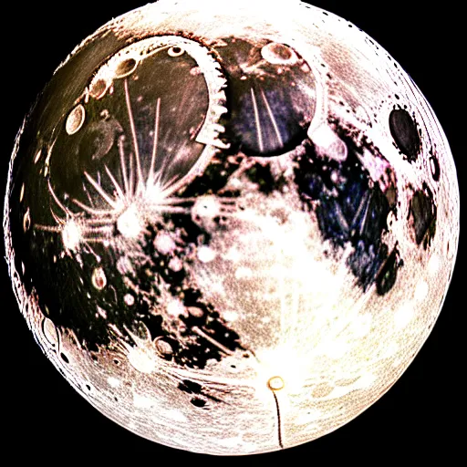 Image similar to coke logo engraved on the full moon